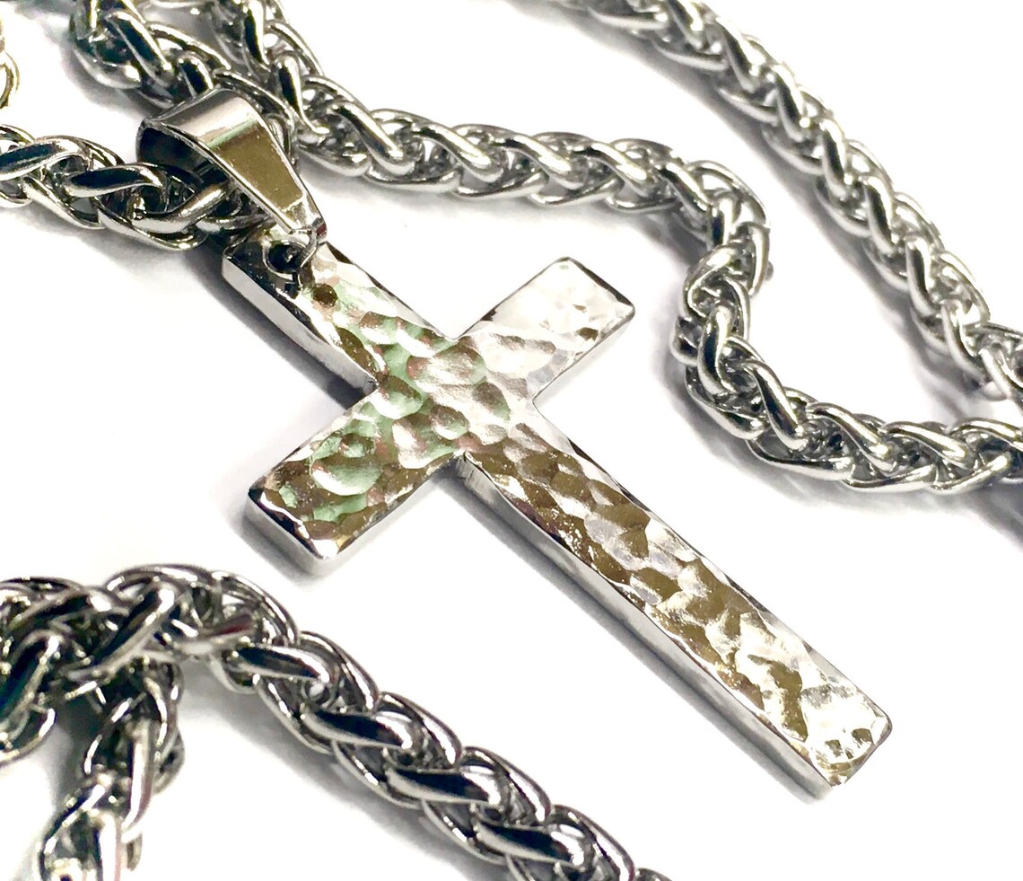 Silver Cross Necklace Hand Cut and Hand Hammered Handmade Etsy