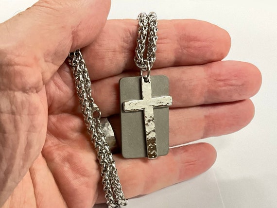 Hammered cross necklace sale