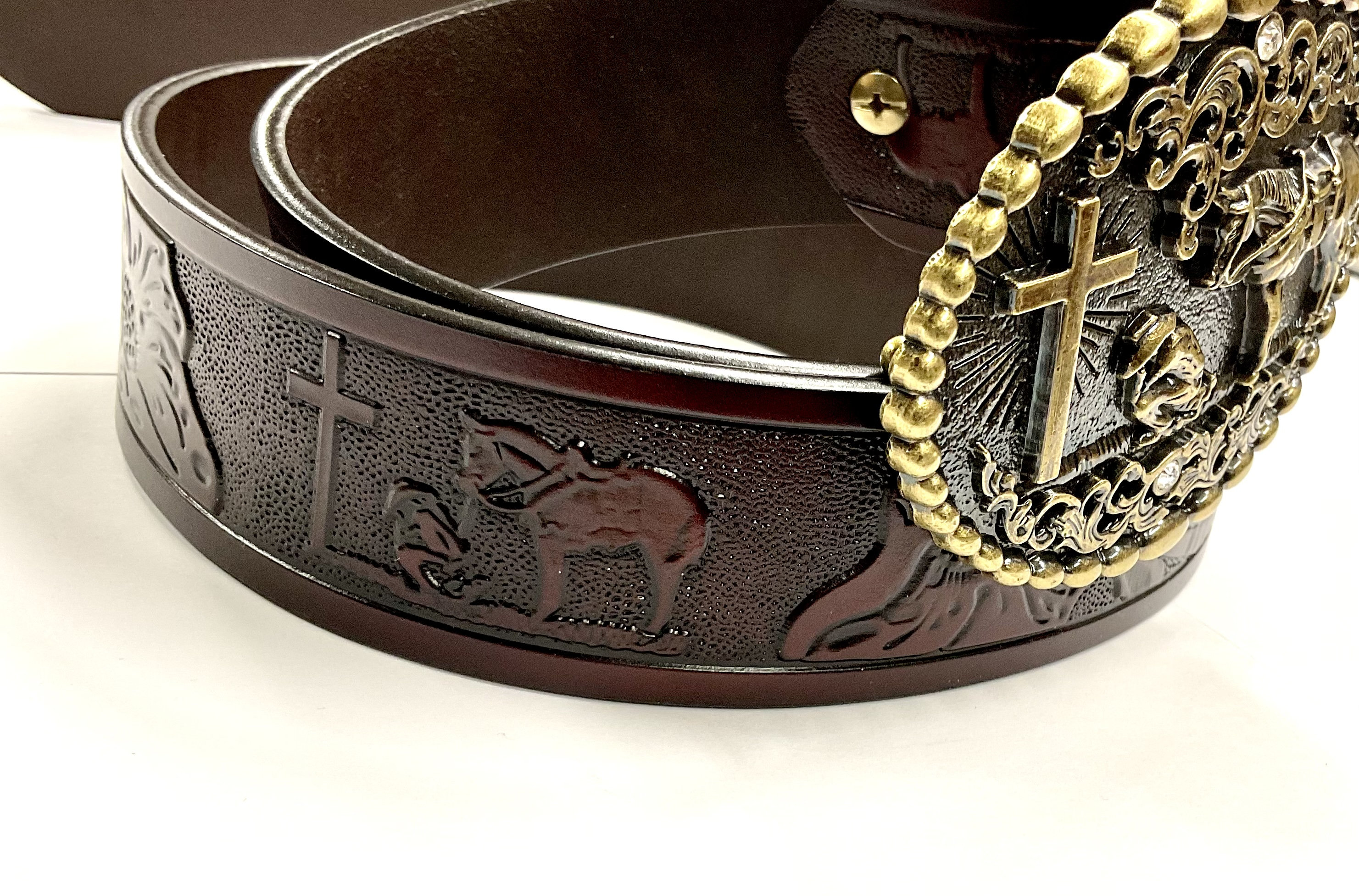 Vintage Western Cowboy Belt Buckle with Cross and Horse Design - Stylish  and Unique Fashion Accessory