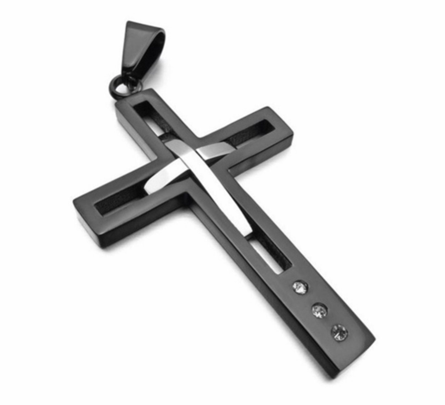 Black Cross Necklace Heavy Black Chain Prayer Necklace Super Modern 2 ...