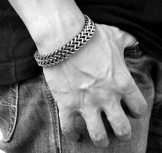 Pulsera de cadena para hombres Oro plata doble - Etsy México