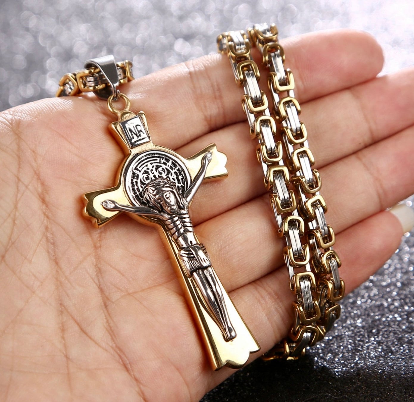 Large Crucifix Saint Benedict Medal Cross Catholic Orthodox Byzantine ...