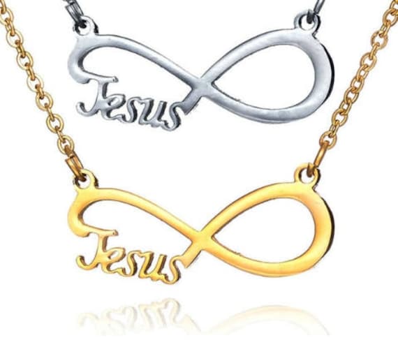 Infinity Jesus Love Chain Necklace Gold Silver Pendant for Women Girls Cross of Jesus Jewelry Jewellery