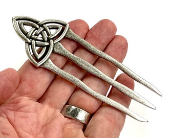 Hair Pic Celtic Knot 3 Prong Heavy Long Huge Viking Pullback hairpin Hairstyle Clip Hair accessories