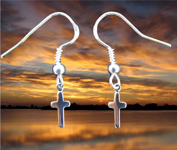 Tiny Cross Chain Dangle Earrings Silver Gold 1, 2 or 3 Crosses Drop Woman Girls Wedding Bridesmaids Christian Jewelry Jewellery