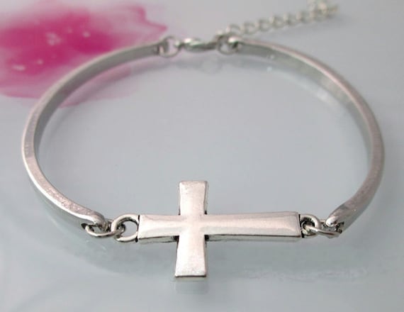 Cross Bracelet Girls Silver Bangles Women 3 Piece Cuff Cross of Jesus Cross Wrap Jewelry Jewellery