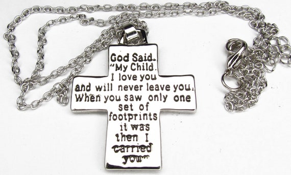 Footprints in the sand clearance cross necklace