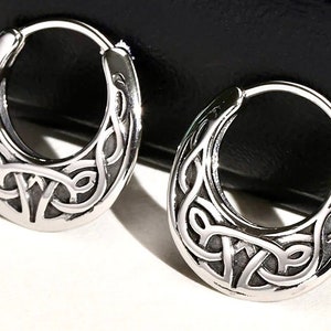 Mens Celtic Huggie Hoop Earrings Womens Irish knot triquetra claddaghs Viking Valknut Scottish Waterproof Hypoallergenic Stainless Steel