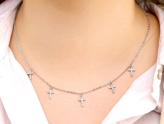 Gold multi cross sale necklace