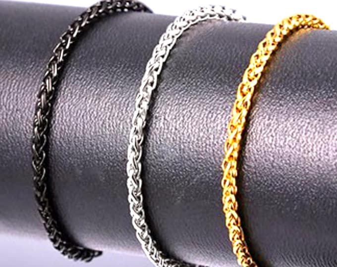 BRACELET Silver Gold Black Waterproof Keel Chain Stainless Steel Wheat Crazy Braided Design Cuff for Mens Boys Christian Jewelry jewellery