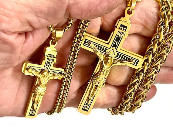 Cross Pendants Collection, 18 Pieces Mixed Jesus Christ Crosses Charms  Metal Pendant Jewelry Findings for Making Bracelet and Necklace - Antique