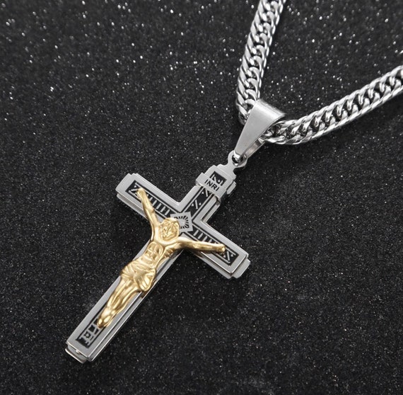 Large Gothic Crucifix Cross Necklace 