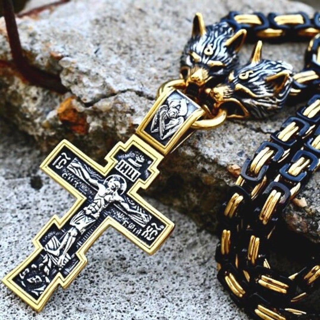 in God's Service Store Christian Triple Cross Biker Wallet Chain