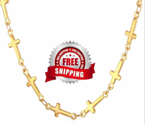 Tiny Cross Necklace Gold Plated Small Cross Chain Womans Girls Christian Jewelry - Saint Michaels Jewelry