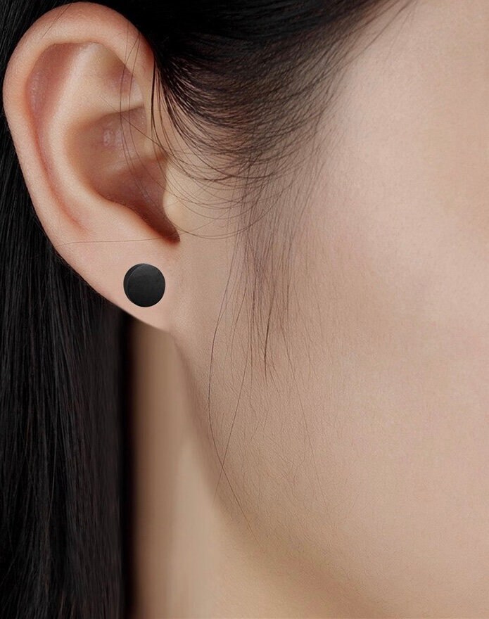 Black button earrings deals