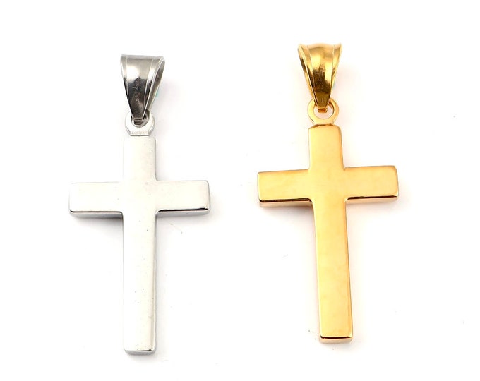 Sleek Silver Gold Cross Necklace for Men Women Waterproof Hypoallergenic Stainless Steel Girls Boy Jesus Hope Jewelry Christian Jewellery