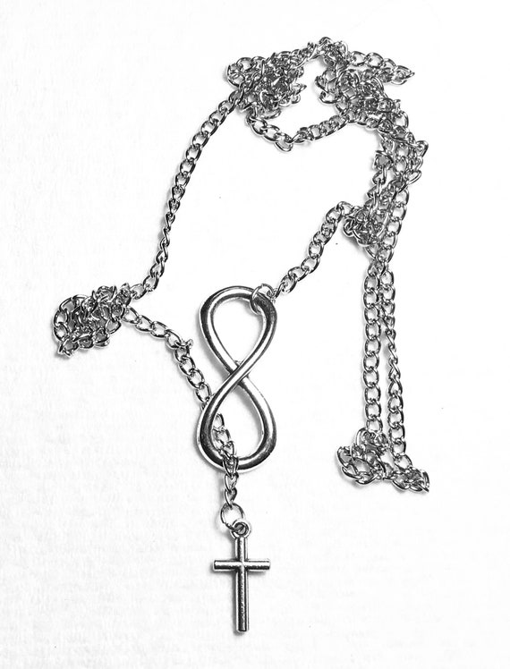 Infinity Cruz Cadena Collar Plata Acero Joyería Cristiana Para Etsy