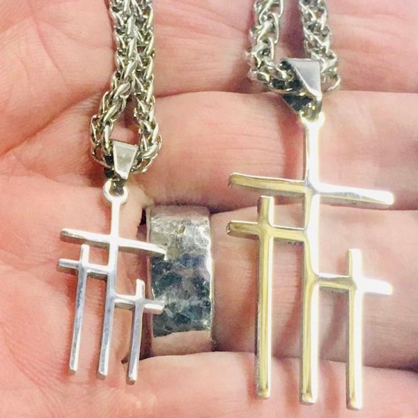 3 Crosses of Calvary Triple Cross Necklace Choker Waterproof Chain Jesus Woman Men Love Jewelry Jewellery