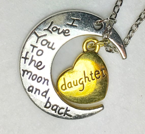 3 Styles: I love You to The Moon and Back Pendant Necklace with Link Adjustable Chain
