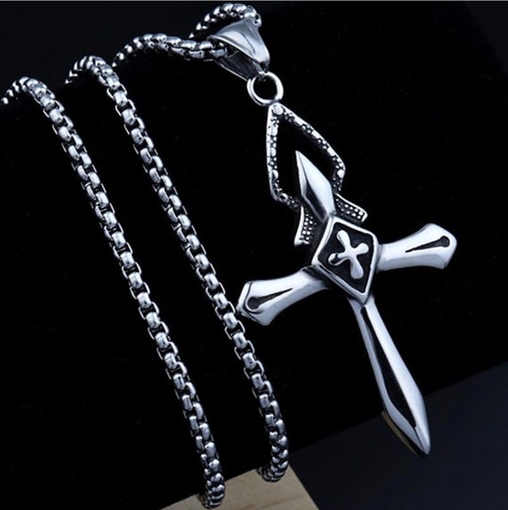 Gothic Knights Templar Crucifix and Cross Necklace Silver - Etsy