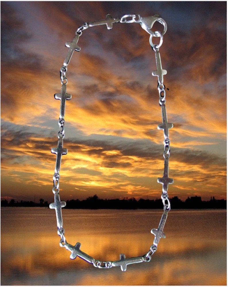 Sideways Cross Tiny Cross Chain Bracelet Necklace Earrings Small Crosses Chain for Women Girls Meaning of the Horizontal Cross Jewelry