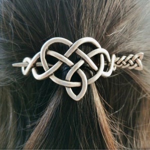 Large Irish Hair Barrette Celtic Knot Metal Stick Hair Clip Thin Celtic Knot