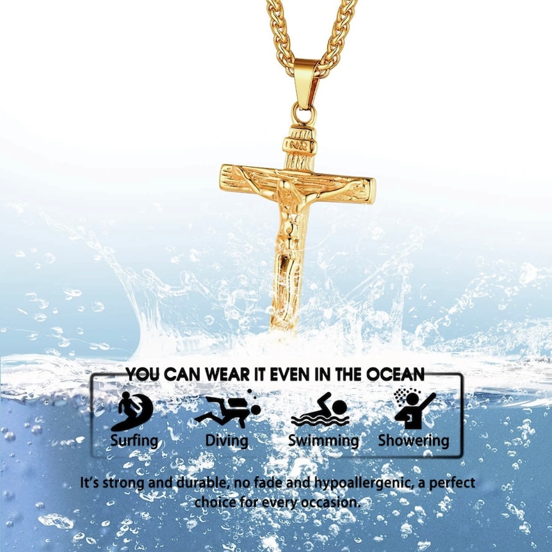 Cross Crucifix Urn Necklace Waterproof Stainless Steel Pet image 8
