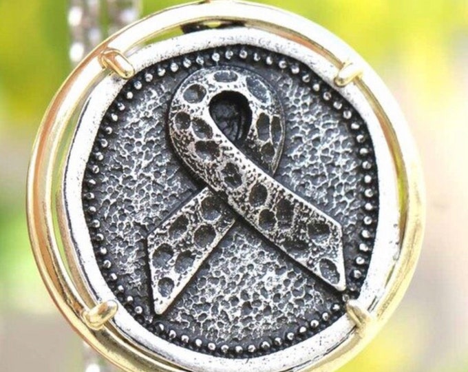 Breast Cancer Necklace Ribbon Medal Hope Love Cure Cast Medallion Stainless Steel Chain