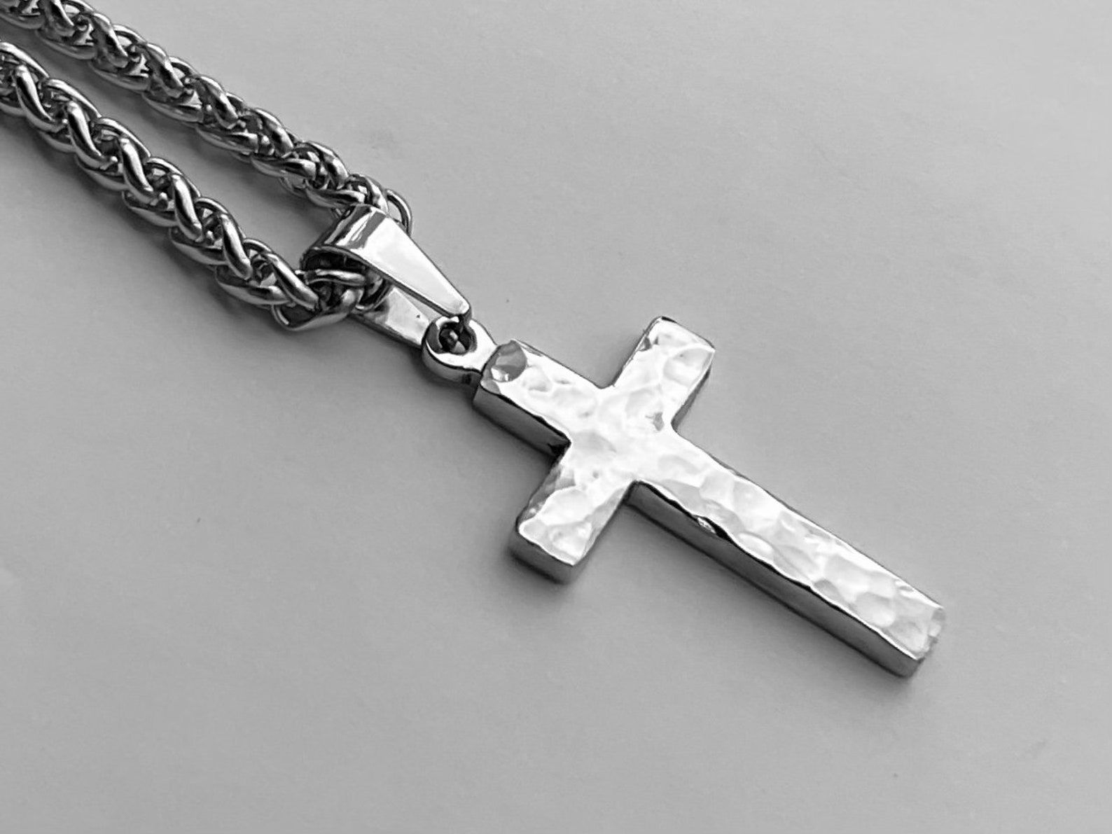 Silver Cross Necklace Hand Cut and Hand Hammered Handmade Etsy