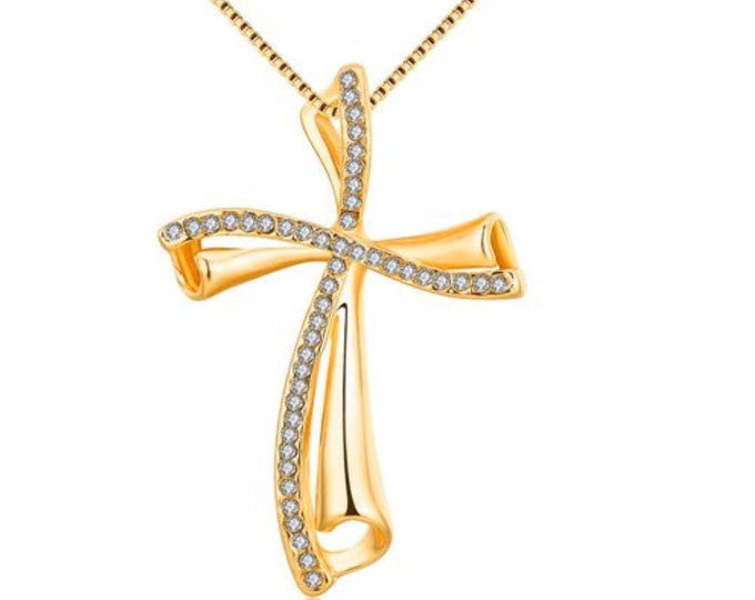 Infinity Swirl Cross Necklace Inset Rhinestones CZ Look Gold Silver Classic Hollow Swirl Jewelry for Women Jewellery for Girls