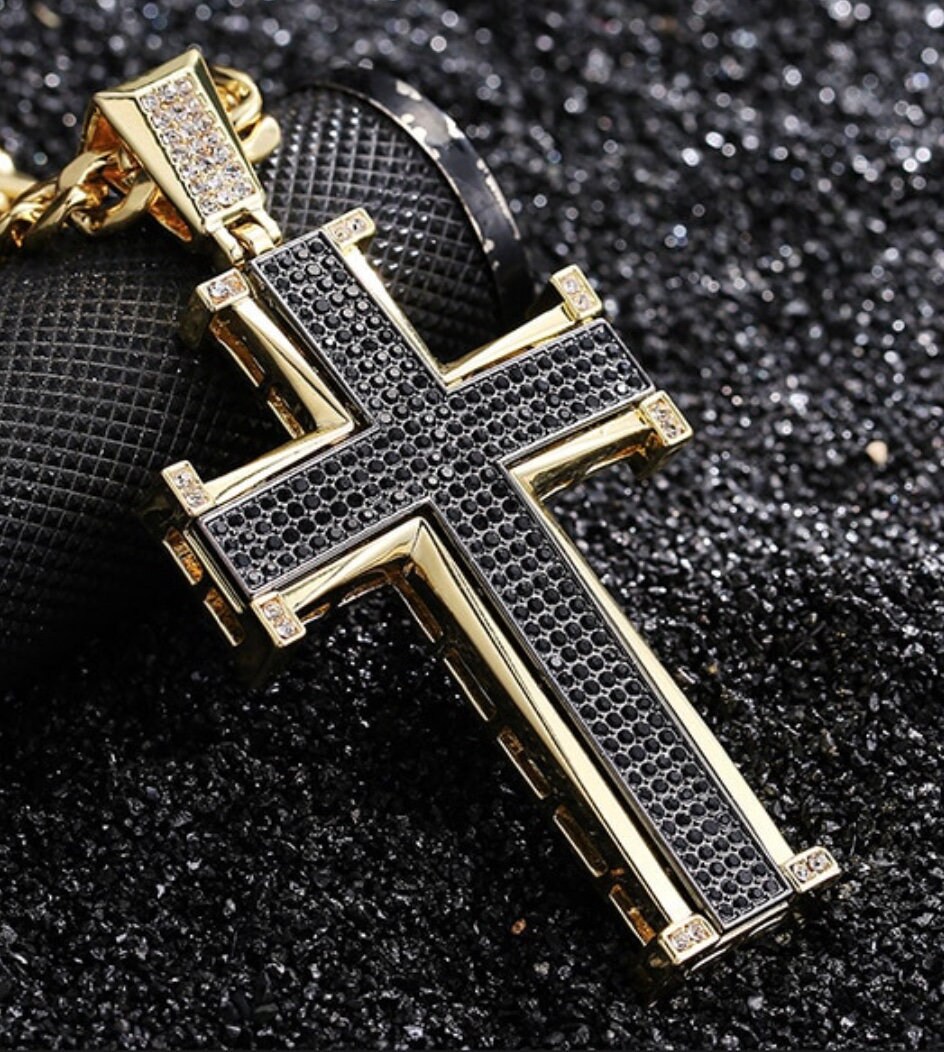 NYFASHION101 Stone Stud Thick Cross Pendant with 3mm 24