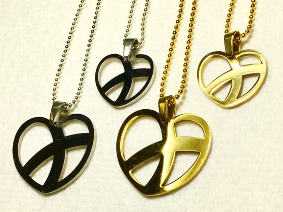 Heart Cross Necklace Earrings Crossroads Silver Gold Set Cut Out Crossed Pendant for Women Girls Christian Jewelry Jewellery
