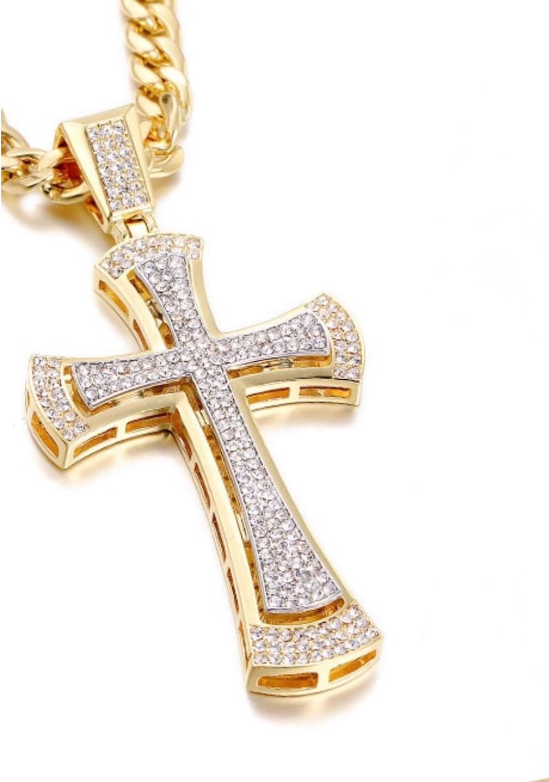 Large Bling Crucifix Cross Necklace for Men Swag Silver Gold - Etsy
