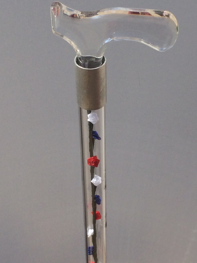 Elegant designer walking cane with red white and blue silk Etsy