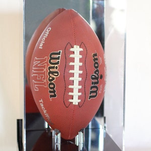 Football display case Vertical Wall Mount mirror back full size 85% UV filtering acrylic memorabilia collectible showcase NFL NCAA
