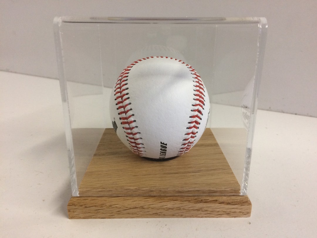 Baseball Display Case With Oak Base - Etsy Canada