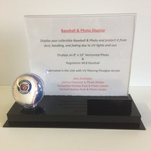 Acryl Single Baseball Display Case met horizontale 8 "x 10" foto houder