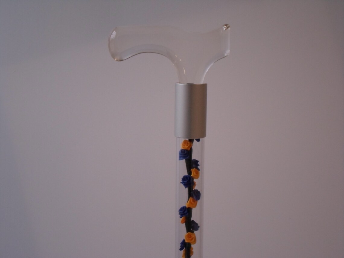 Walking cane elegant designer clear hollow shaft crystal clear Etsy