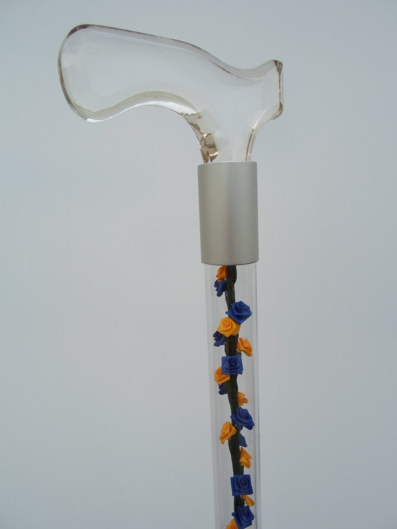 Walking cane elegant designer clear hollow shaft crystal clear Etsy