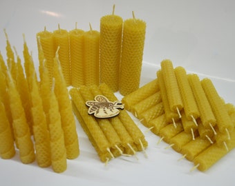 Bundle of 1,2,4,8,16,40  Hand Rolled Handmade Pure Beeswax Candles