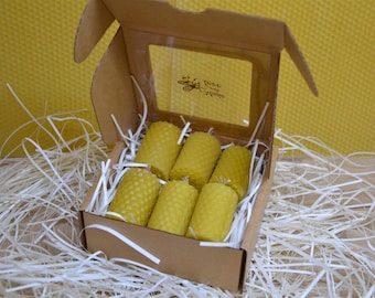 6 Pure Beeswax Candles from Beeswax Sheets (5 cm x 3 cm)