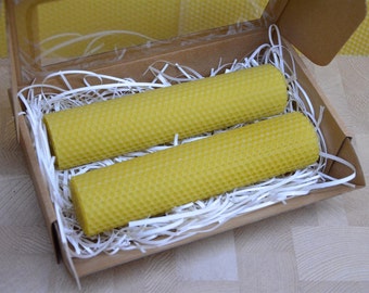 2 Pure Beeswax Candles from Beeswax Sheets (20,5 cm x 4.5 cm)