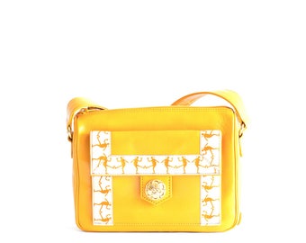 Rare find Moschino yellow crossbody bag with embroidery details