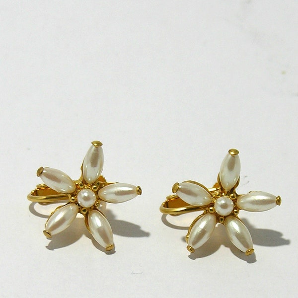Vintage flower earrings Kenzo, vintage costume jewelry, gift for her, unique earrings, clip earrings, statement earrings