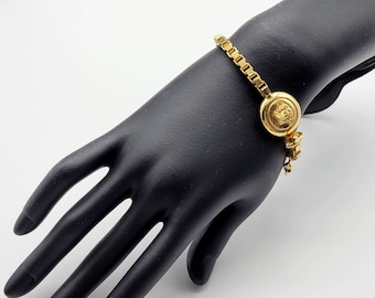 アクセサリー Gianni Versace Medusa Leather Bracelet Medusa Braided Leather Bracelet Black,Gold | VERSACE US