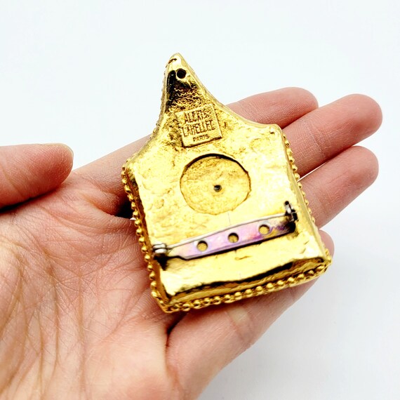 Broche Vintage Signée Alexis Lahellec Paris YAHON - Dorée, Occasion En Très Bon état
