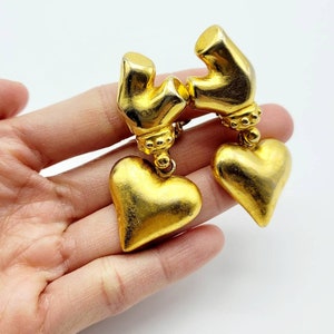 Massive vintage Christian Lacroix heart earrings, statement earrings