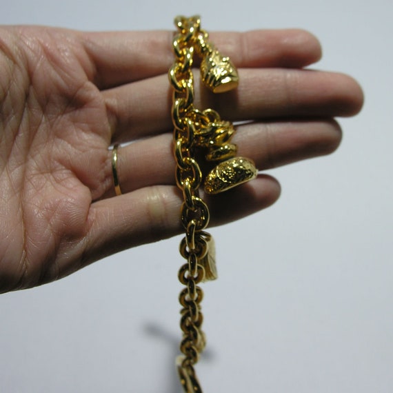 Vintage KENZO gold-tone bracelet with charms - image 3