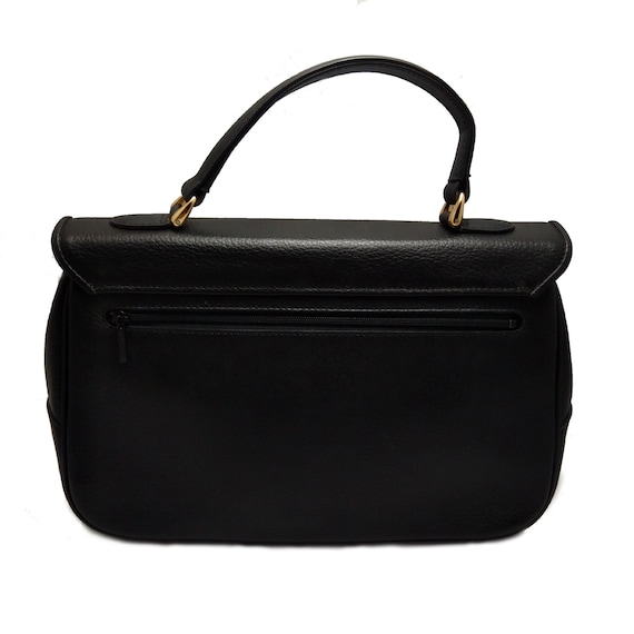 Vintage BURBERRYS black leather handbag, Gift for… - image 3
