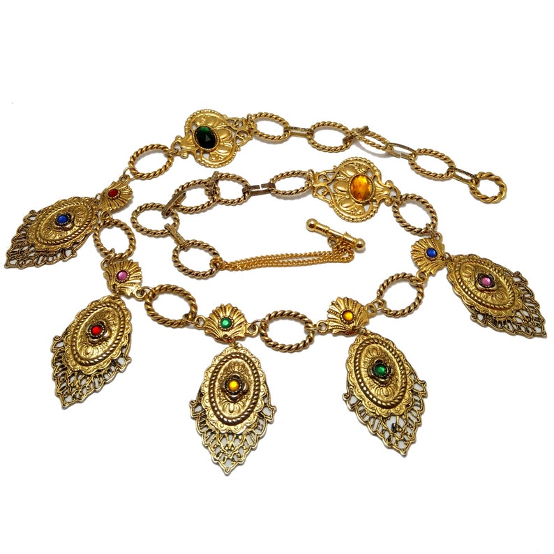 Gift for her Paris vintage fashion Haute Couture French vintage baroque link bronze belt